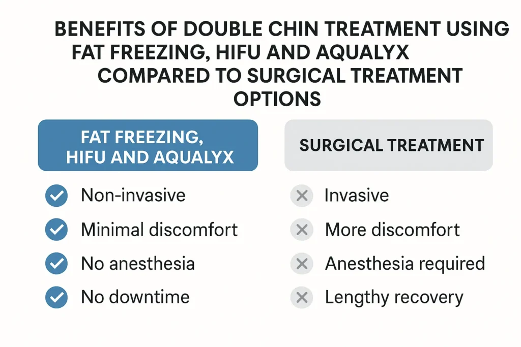 Graphic about the benefits of double chin treatment Chapel House - from LA LIPO