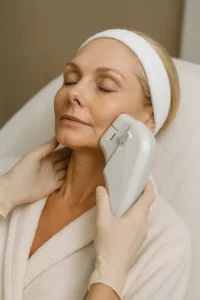 Woman receiving HIFU non surgical facelift treatment Chapel House